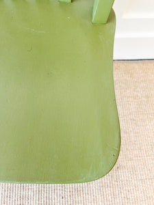 A Pair of 2 Vintage Slatback Chairs in Khaki Green