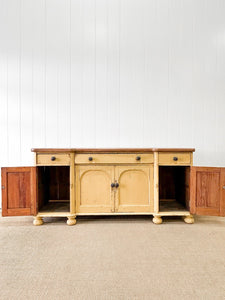An Antique English Pine Painted Sideboard c1890