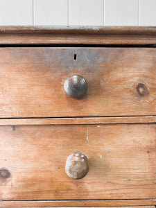 An Antique English Pine Chest of Drawers Dresser c1890
