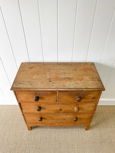 An Antique English Pine Chest of Drawers Dresser c1890