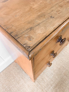 An Antique English Pine Chest of Drawers Dresser c1890