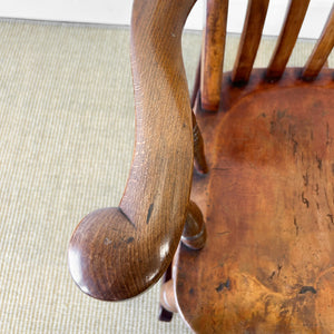 A Victorian Beech Slat Back Windsor Farmhouse Rocking Chair