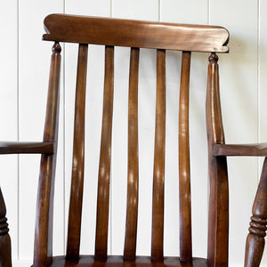 A Victorian Beech Slat Back Windsor Farmhouse Rocking Chair