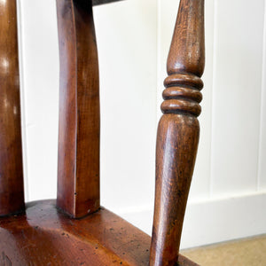 A Victorian Beech Slat Back Windsor Farmhouse Rocking Chair