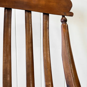 A Victorian Beech Slat Back Windsor Farmhouse Rocking Chair