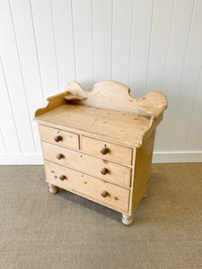 An Antique English Pine Chest of Drawers Dresser c1890