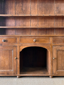 A Very Large Pine Welsh Dresser or Cupboard with Dog Kennel Center
