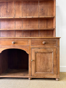 A Very Large Pine Welsh Dresser or Cupboard with Dog Kennel Center