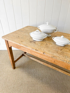 A Rustic English Almost 7ft Dining Harvest Table