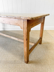 A Rustic English Almost 7ft Dining Harvest Table