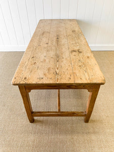 A Rustic English Almost 7ft Dining Harvest Table