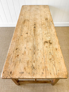 A Rustic English Almost 7ft Dining Harvest Table