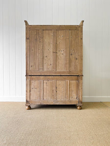 A Large 19th Century English Pine Linen Press Cupboard