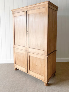 A Large 19th Century English Pine Linen Press Cupboard