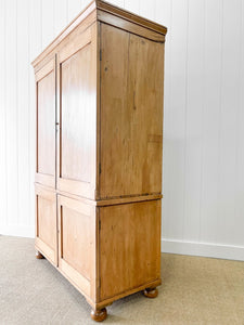 A Large 19th Century English Pine Linen Press Cupboard