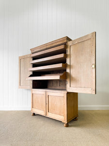 A Large 19th Century English Pine Linen Press Cupboard