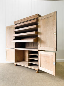A Large 19th Century English Pine Linen Press Cupboard