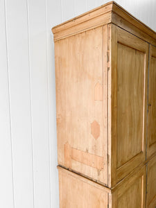 A Large 19th Century English Pine Linen Press Cupboard