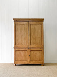 A Large 19th Century English Pine Linen Press Cupboard