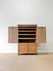 A Large 19th Century English Pine Linen Press Cupboard