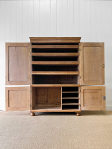 A Large 19th Century English Pine Linen Press Cupboard