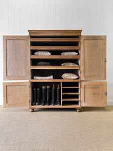 A Large 19th Century English Pine Linen Press Cupboard