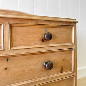 An Antique English Pine Chest of Drawers Dresser Tulip Feet c1890