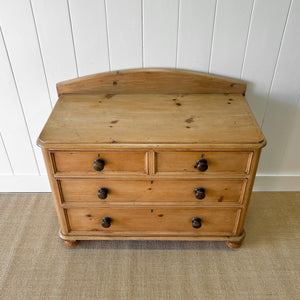 An Antique English Pine Chest of Drawers Dresser Tulip Feet c1890