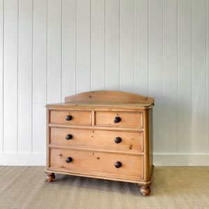 An Antique English Pine Chest of Drawers Dresser Tulip Feet c1890