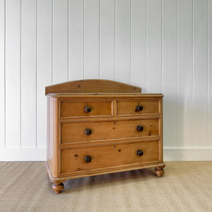 An Antique English Pine Chest of Drawers Dresser Tulip Feet c1890