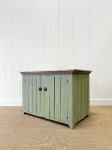 An Antique Green Painted Pine Cupboard c1900