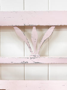 A Light Pink Painted Antique Pine Bench c1890
