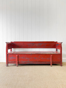 A Good 19th Century Painted Pine Settle or Bench