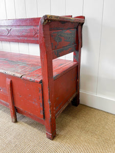 A Good 19th Century Painted Pine Settle or Bench