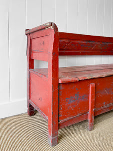 A Good 19th Century Painted Pine Settle or Bench