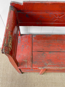A Good 19th Century Painted Pine Settle or Bench