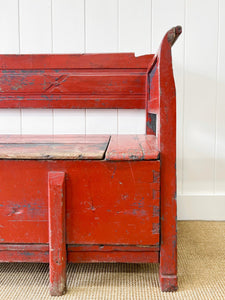 A Good 19th Century Painted Pine Settle or Bench