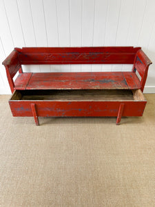 A Good 19th Century Painted Pine Settle or Bench