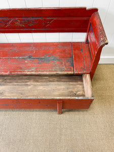 A Good 19th Century Painted Pine Settle or Bench