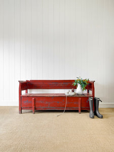 A Good 19th Century Painted Pine Settle or Bench