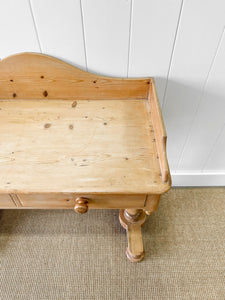 An English Country Pine Galleried Washstand or Console Table c1860