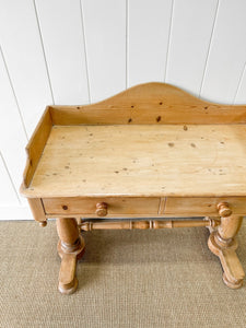 An English Country Pine Galleried Washstand or Console Table c1860