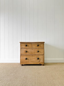 An Antique English Pine Chest of Drawers Dresser with Dark Knobs c1890