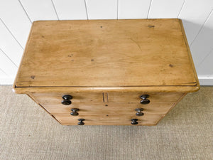 An Antique English Pine Chest of Drawers Dresser with Dark Knobs c1890