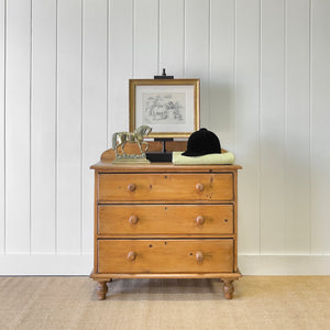 An Antique English Pine Chest of Drawers Dresser Tulip Feet c1890