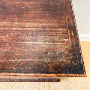 An English Pine Mule Chest Trunk or Blanket Box with Original Faux Paint c1850