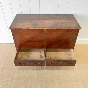 An English Pine Mule Chest Trunk or Blanket Box with Original Faux Paint c1850