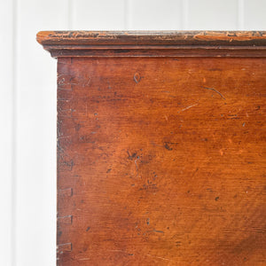 An English Pine Mule Chest Trunk or Blanket Box with Original Faux Paint c1850