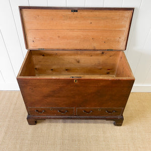 An English Pine Mule Chest Trunk or Blanket Box with Original Faux Paint c1850