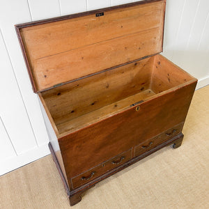 An English Pine Mule Chest Trunk or Blanket Box with Original Faux Paint c1850